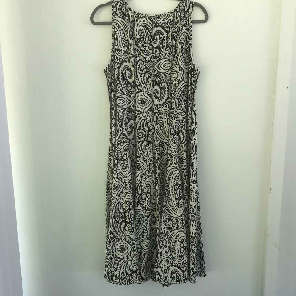 Haani Black & White Paisley Sleeveless A-Line Dress XL - Picture 6 of 7